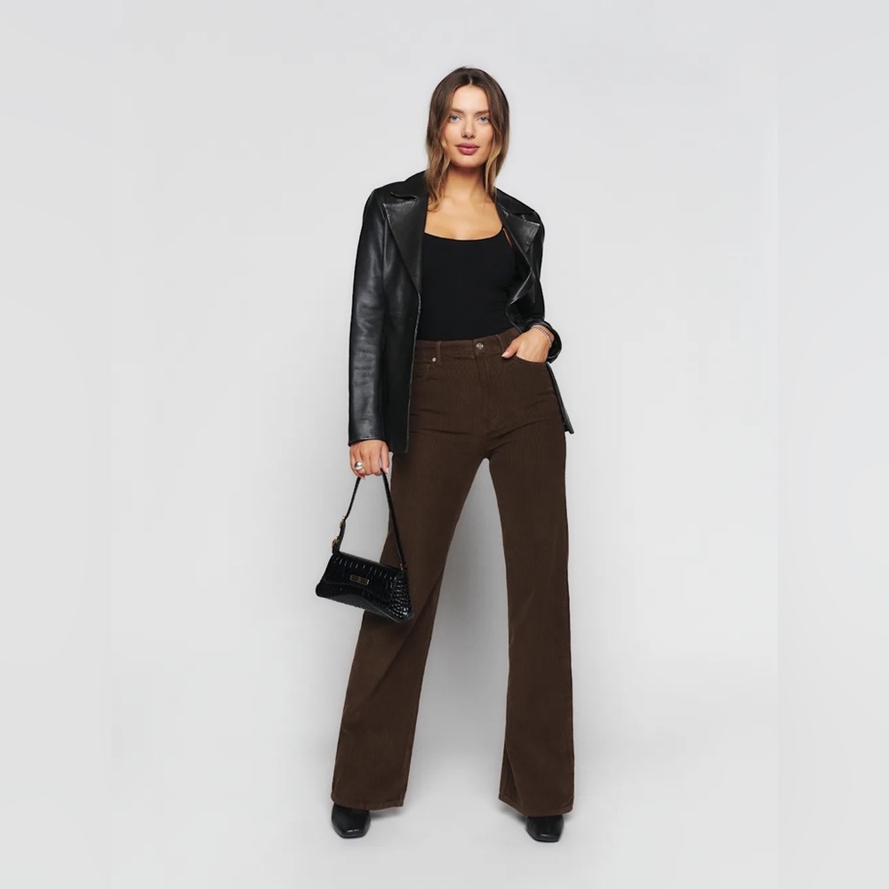 Reformation Star High Rise Flare Corduroy Pants Womens 28 Brown NWOT